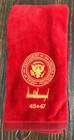 Presidential Seal Trump 45 & 47 -signature Golf Towel New Red. Price: $159.00.