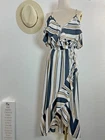 Blush Stripe Maxi Sun Dress Size Straps Ruffle Flowy Soft Boho High Length Pre-owned. Price: $15.00.