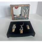 Eton Golfers Cork Set Golf-themed 3PC Metal & Bottle Stoppers W/ Box Open. Price: $10.23.