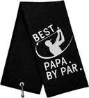 Funny Golf Towel, Best Papa By Par, 16"X 24", Black- New. Price: $29.99.
