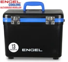 Engel 13QT Leak-proof, Air Tight, Hard Sided Cooler / Lunchbox Black & Blue New. Price: $79.99.