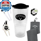 Callaway Golf 24OZ Clear Tumbler Gift Set W/ Towel, Divot Tool & Tees New. Price: $61.21.