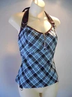 Nos Serious Blue Tartan Plaid Blouse Rockabilly Halter Punk Psychobilly Top Xl New. Price: $45.00.
