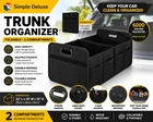 Simple Deluxe Foldable Car Trunk Organizer 2 Compartments 600D Oxford Black New. Price: $21.99.
