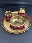 Vintage Duk-it Weighted Bean Bag Ashtray Plaid Tartan Set Nos 4 Piece Used. Price: $125.99.