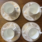 Wedgwood Gold Columbia Bone China Espresso Coffee 4 Cups & Saucer Set New. Price: $54.99.