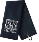 Dyjybmy 'that's What Do' Golf Towel - Embroidered Black With Clip, New. Price: $23.99.