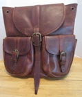 Village Tannery Brown Leather Backpack Satchel Bag Travel Brass Buckle Women Pre-owned. Price: $75.00.