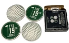 Buxton Vintage 19TH Hole Golf Ball Coasters Set Of 4 Ceramic Cork Base W/box Open. Price: $11.04.