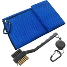 Golf Towel And Brush Set Microfiber Waffle Pattern With Clip Cleaner New. Price: $18.11.
