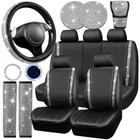 Car Pass Leather Bling 16PC Seat Covers Set W/diamond & Rhinestone Steering Whee. Price: $125.76.