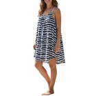 Indigo Sun Nautical Sailboat Stripe Dress Women Xl Blue White Rope Strap Coastal Pre-owned. Price: $20.00.