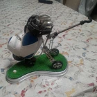 10L0L Golf Bag With 3 Pens Silver Black (desk Pencil Holder) Used. Price: $17.75.