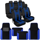Bdk Full Set Of Front & Rear Seat Covers, Carpet Floor Mats, Blue With Black New. Price: $49.98.