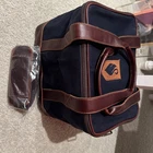 Links & Kings Waxed Canvas Cooler Bag Navy W/ Brown Leather Trim New Strap. Price: $170.00.