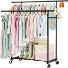 Abiglifty Double-rods Clothes Rack For Hanging Clothing With Wheels New. Price: $26.99.