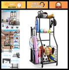 Multi-layer Sports Equipment Garage Organizer Rack With Wheels Ball Storage & New. Price: $96.99.