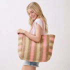 Scarvesme Women Beach Vacay Multi Color Stripe Natural Brown Straw Tote Bag New. Price: $34.99.