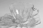 Federal Glass Columbia Clear Cup & Saucer Set 1164134 Used. Price: $6.99.