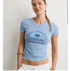 American Eagle Team Jeremiah Forever Ribbed Baby Tee Blue Large Pre-owned. Price: $21.99.