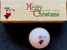 Three Merry Christmas / Santa Golfing Logo Balls - New The Box.. Price: $11.00.