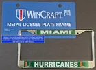 University Of Miami Hurricanes Plate Frame Metal Licensed By The Ncaa New. Price: $26.99.