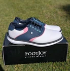 Footjoy Traditions Men Size 10.5 White Navy Pink Saddle Spiked Golf Shoes 57959 New. Price: $69.95.