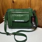 Justfab Green Snake Print Crossbody Bag Zip Gold Hardware Adj Strap New. Price: $28.00.