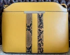 La Terre Fashion Yellow Crossbody Bag Snake Print Adj. Strap Gold-tone Hardware Pre-owned. Price: $23.99.